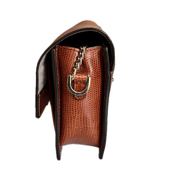 REISS Mini Aubrey Embossed Leather Crossbody Bag Gold Chain & Leather Strap NWOT - Picture 4 of 15